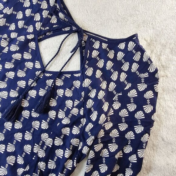 Band of Gypsies ✦ Navy Cream Boho Tunic Dress ✦ Long Sleeve Keyhole XS EUC - Picture 11 of 16